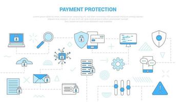 payment protection concept with icon set template banner with modern blue color style vector