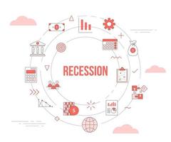 business recession concept with icon set template banner with modern orange color style and circle round shape vector