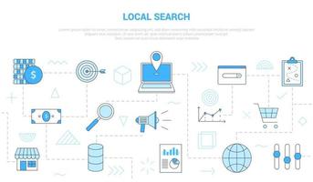 local search concept with icon set template banner with modern blue color style vector