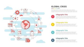 global crisis concept for infographic template banner with four point list information