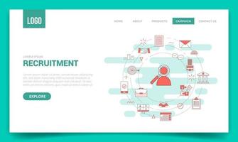 recruitment concept with circle icon for website template or landing page banner homepage outline style vector