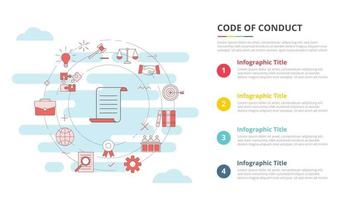 concepto de código de conducta para banner de plantilla de infografía con información de lista de cuatro puntos vector