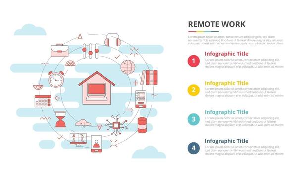 remote work concept for infographic template banner with four point list information vector