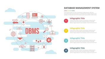 dbms database management system concept for infographic template banner with four point list information vector