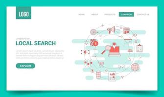 local search concept with circle icon for website template or landing page banner homepage outline style vector