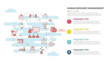 concepto de gestión de recursos humanos de hrm para banner de plantilla infográfica con información de lista de cuatro puntos