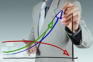 businessman hand drawing a pie chart photo