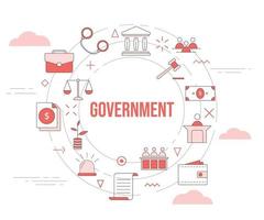 government concept with icon set template banner and circle round shape vector
