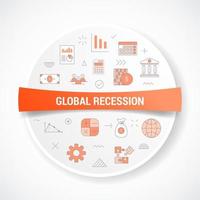 business recession concept with icon concept with round or circle shape vector
