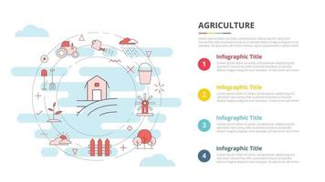 concepto de agricultura para banner de plantilla de infografía con información de lista de cuatro puntos vector