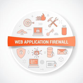 concepto de firewall de aplicaciones web waf con concepto de icono con forma redonda o circular vector