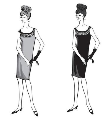 Stylish clothes woman. Fashion dressed woman set 1960s style Retro dress  party 5237749 Vector Art at Vecteezy