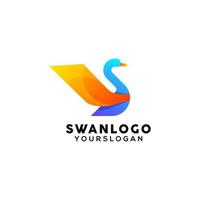 swan colorful logo design template vector