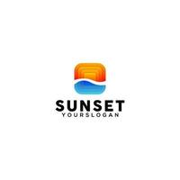 sunset colorful logo design template vector