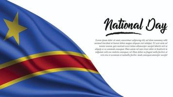 banner del día nacional con fondo de bandera de la república democrática del congo vector