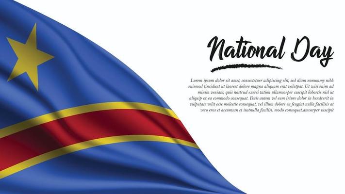 National Day Banner with Democratic Republic of the Congo Flag background