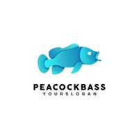peacock bass colorful logo design template vector