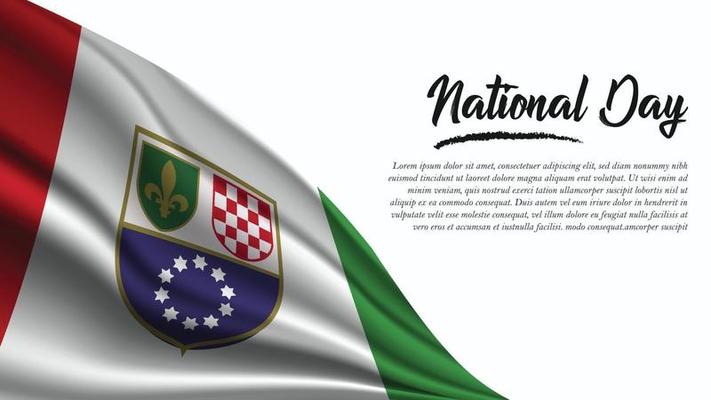 National Day Banner with Bosnia and Herzegovina Federation Of Flag background