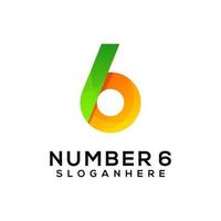 number 6 colorful logo design template vector