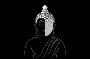 Flat black and white buddha design border element vector