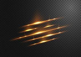 Abstract gold line of light with blue sparks, on a transparent background, isolated and easy to edit vector