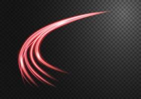 Abstract red swirl line of light with a transparent background, isolated and easy to edit vector