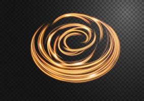 Abstract gold swirl line of light with a transparent background, isolated and easy to edit vector