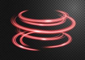 Abstract red swirl line of light with a transparent background, isolated and easy to edit vector