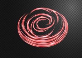 Abstract red swirl line of light with a transparent background, isolated and easy to edit vector