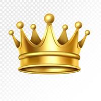 Realistic Golden Crown, isolated on a transparent background. Vector Illustration