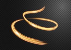 Abstract gold swirl line of light with a transparent background, isolated and easy to edit vector