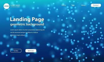 Landing Page Template with Blurred Particle Wave for Business Website. Vector Illustration