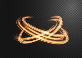 Abstract gold swirl line of light with a transparent background, isolated and easy to edit vector