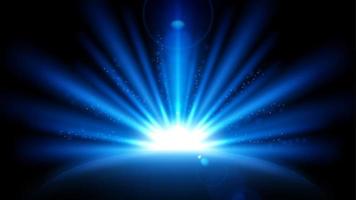 Blue Rays with lens flare, Vector Illustration