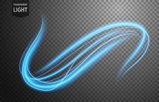 Abstract blue wavy line of light with a transparent background, isolated and easy to edit. Vector Illustration