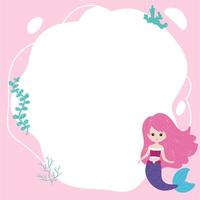 Little mermaids. Vector frame in the form of spot in cartoon style.