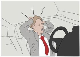 Frustrated man in the car vector