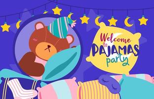 tarjeta de invitación para asistir a una fiesta de pijamas. vector