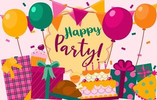 Cartoon Happy Birthday party background and backdrop vector