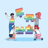 feliz mes del orgullo lbgtq concepto. mes del orgullo con la bandera del arco iris. vector