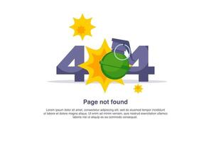 Internet network warning 404 Error Page or File not found for web page. vector