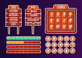 Vector game template gui kit. Interface log in page elements