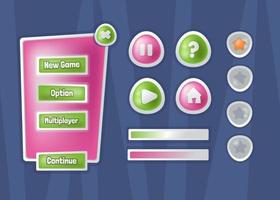 Vector game template gui kit. Interface log in page elements
