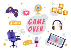 Bloggers play live games on their channels in a worldwide audience watch. vector