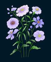 A set of flowers painted in watercolor for designer work create vector