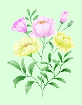 A set of flowers painted in watercolor for designer work create