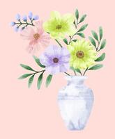 A set of flowers painted in watercolor for designer work create vector