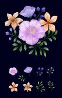 A set of flowers painted in watercolor for designer work create vector