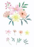 A set of flowers painted in watercolor for designer work create vector