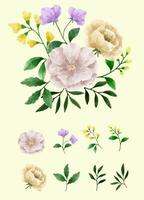 A set of flowers painted in watercolor for designer work create vector